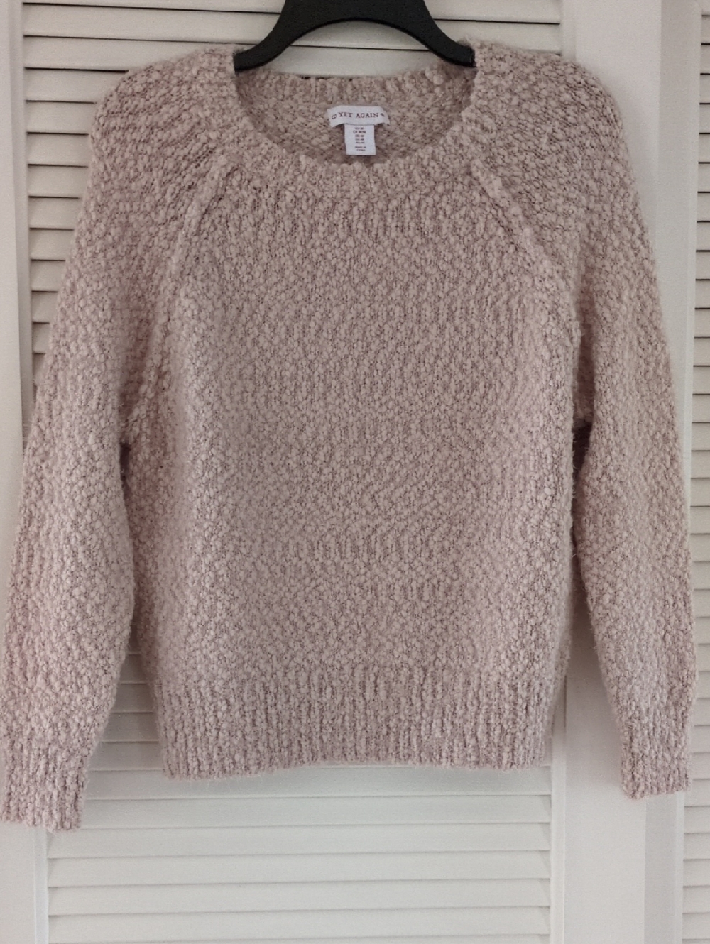 Yet Again Plush Crewneck Sweater - Light Blush Pink.  Size M